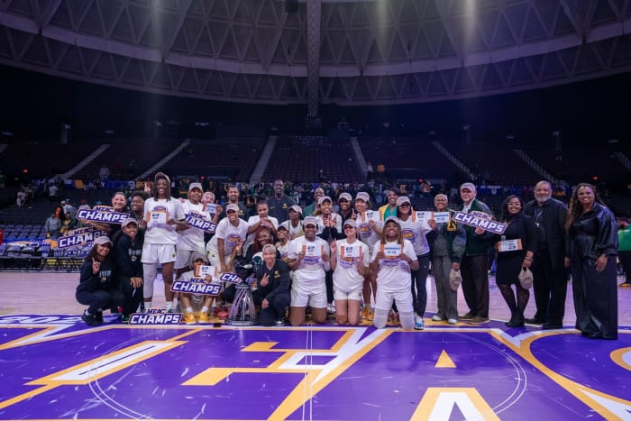 Norfolk State University Lady Spartans Win the 2023-24 MEAC Women's Basketball Tournament Championship over the Howard University Lady Bison. Credit: MEAC